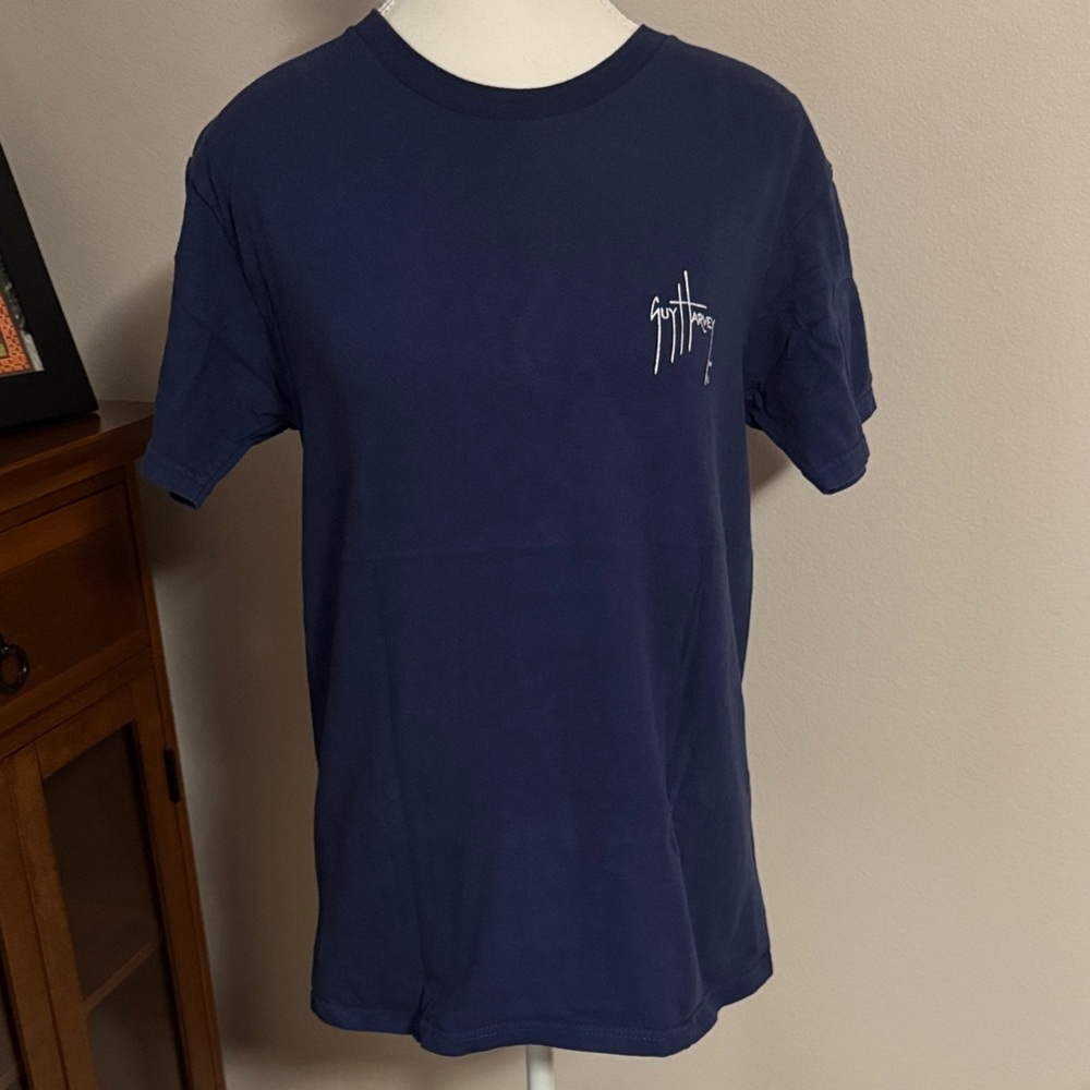 Guy Harvey Navy Short Sleeve Logo T‑Shirt with White Script